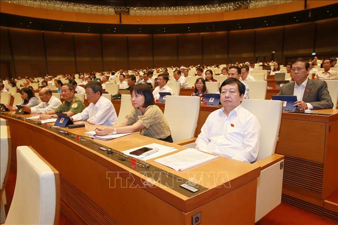 Trong ảnh: Đoàn đại biểu Quốc hội tỉnh Hải Dương dự phiên họp. Ảnh: Doãn Tấn - TTXVN