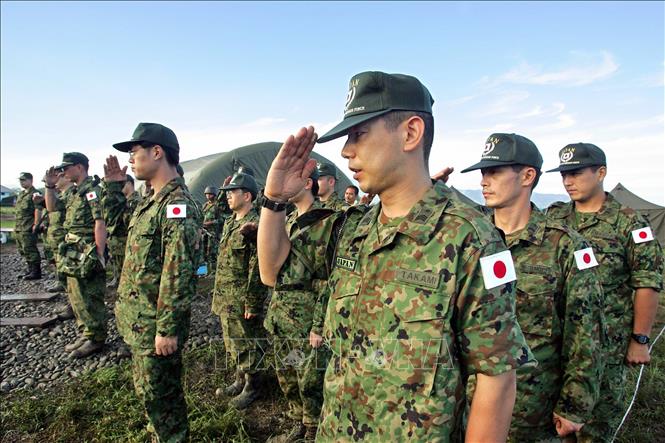 Trong ảnh (tư liệu): Lực lượng phòng vệ Nhật Bản (SDF) tại một căn cứ quân sự ở Banda Aceh, Indonesia. Ảnh: AFP/TTXVN