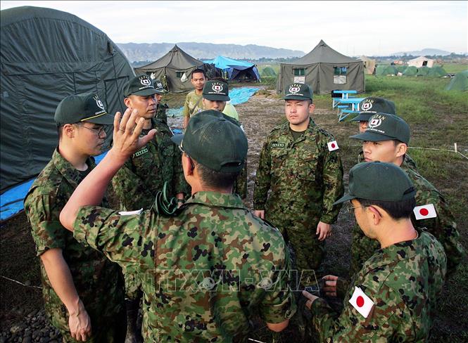 Trong ảnh (tư liệu): Lực lượng phòng vệ Nhật Bản (SDF) tại một căn cứ quân sự ở Banda Aceh, Indonesia. Ảnh: AFP/TTXVN