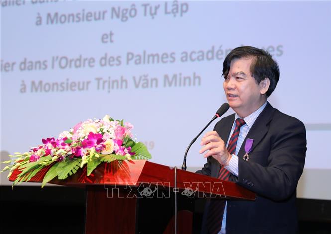 Trong ảnh: PGS. TS Trịnh Văn Minh, Giảng viên cao cấp trường Đại học Giáo dục - Đạị học Quốc gia Hà Nội phát biểu tại buổi lễ. Ảnh: Thành Đạt - TTXVN