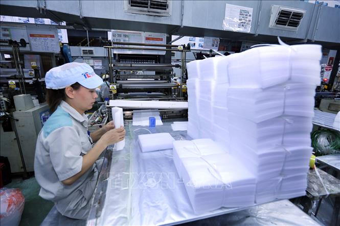 Trong ảnh: Dây chuyền sản xuất bao bì của Công ty. Ảnh: Danh Lam – TTXVN