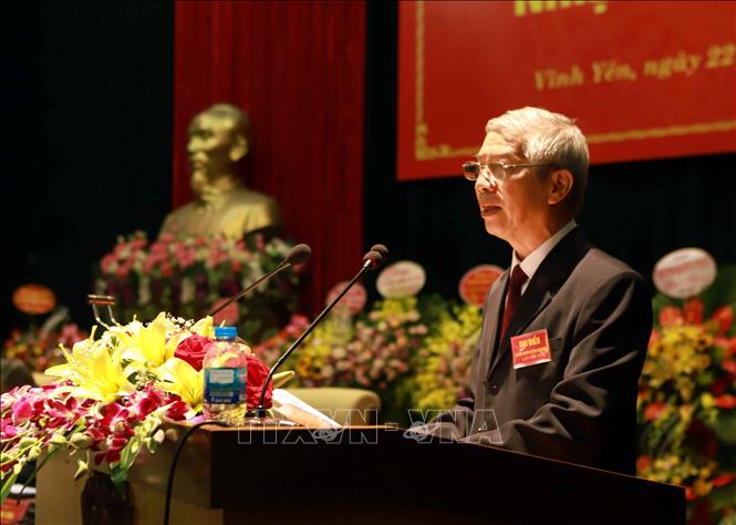 Trong ảnh: Ông Trần Ngọc Tư, Chủ nhiệm Câu lạc bộ Hưu trí tỉnh Vĩnh Phúc khóa IV phát biểu khai mạc đại hội. Ảnh: Hoàng Hùng – TTXVN