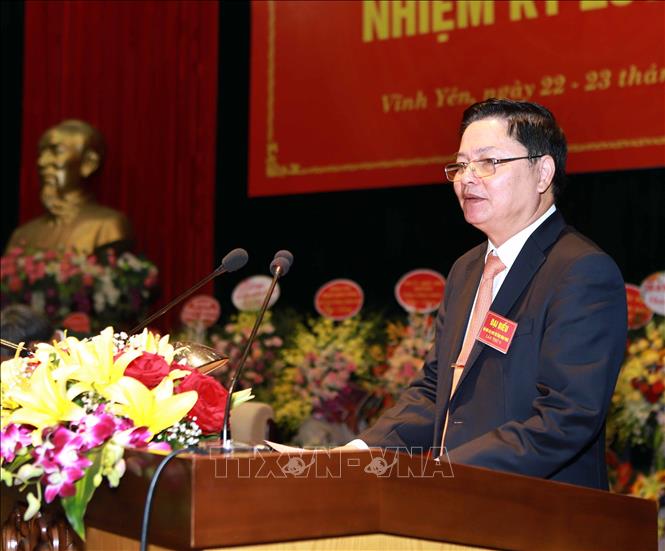 Trong ảnh: Ông Nguyễn Quốc Hùng, Chủ nhiệm Câu lạc bộ Hưu trí tỉnh Vĩnh Phúc khóa V phát biểu tại đại hội. Ảnh: Hoàng Hùng – TTXVN