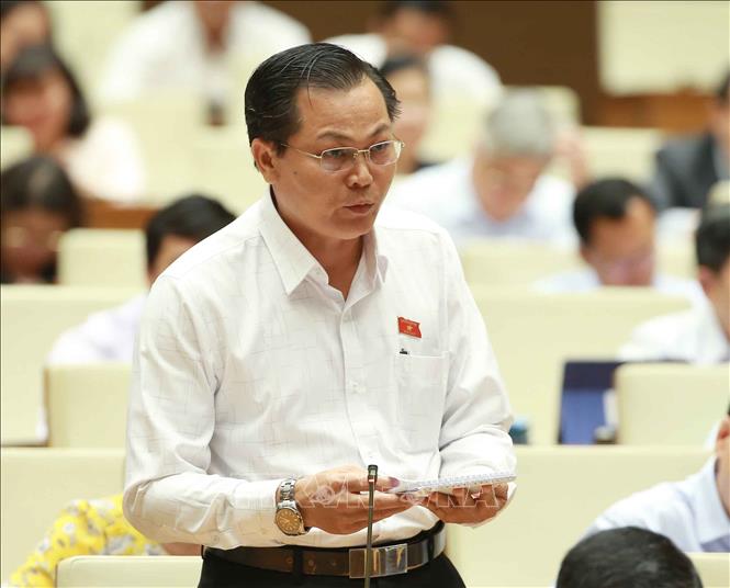 Trong ảnh: Đại biểu Quốc hội tỉnh Đắk Lắk Lưu Văn Đức phát biểu ý kiến. Ảnh: Doãn Tấn - TTXVN