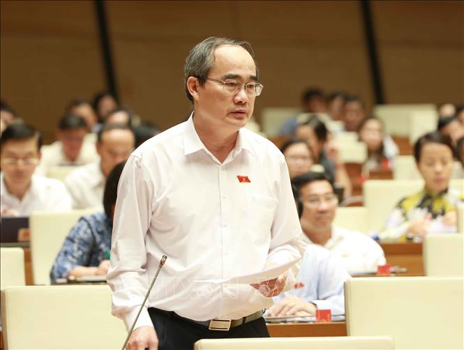 Trong ảnh: Bí thư Thành ủy, đại biểu Quốc hội Thành phố Hồ Chí Minh Nguyễn Thiện Nhân phát biểu ý kiến. Ảnh: Doãn Tấn - TTXVN