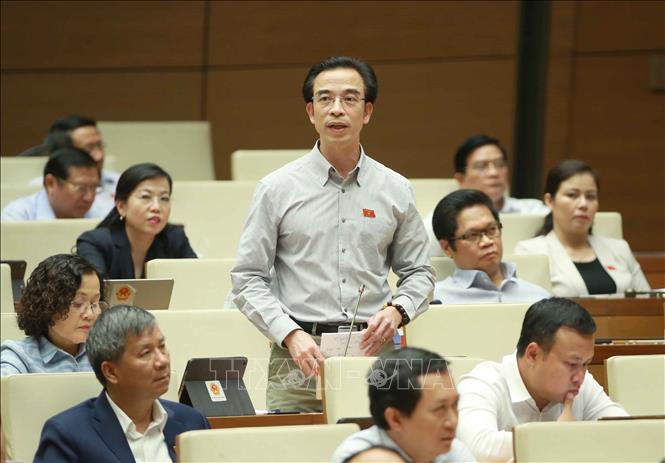 Trong ảnh: Đại biểu Quốc hội Thành phố Hà Nội Nguyễn Quang Tuấn phát biểu ý kiến. Ảnh: Doãn Tấn - TTXVN