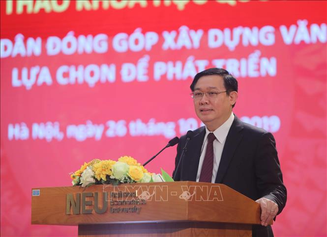 Trong ảnh: Phó Thủ tướng Vương Đình Huệ phát biểu tại hội thảo. Ảnh: Thanh Tùng-TTXVN