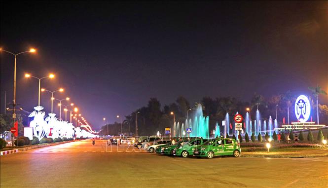 Photo: A corner of Hai Duong city by night. VNA Photo: Mạnh Tú