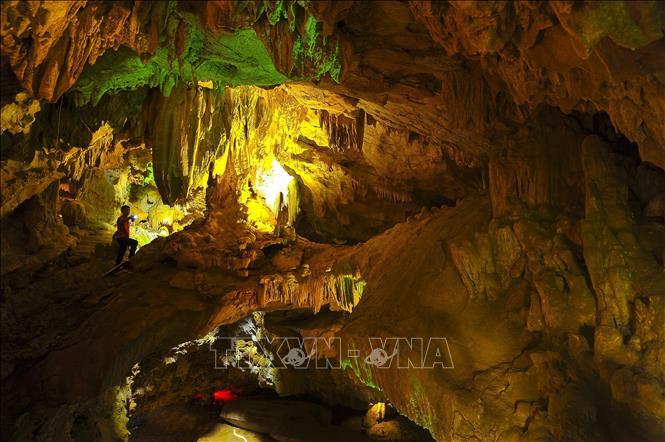 Photo: Due to the age of the cave, visitors are able to see many unique stalactites which have formed in different shapes throughout the area. VNA Photo: Minh Đức
