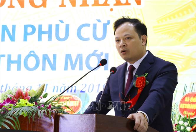 Trong ảnh: Phó Chủ tịch UBND tỉnh Hưng Yên, Bùi Thế Cử phát biểu tại buổi lễ. Ảnh: Đinh Tuấn - TTXVN