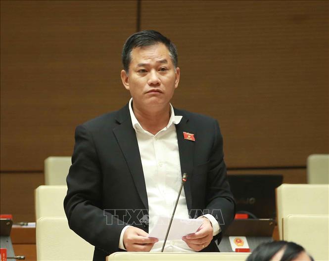 Trong ảnh: Đại biểu Quốc hội tỉnh An Giang Đôn Tuấn Phong chất vấn Bộ trưởng Bộ Công Thương Trần Tuấn Anh. Ảnh: Doãn Tấn - TTXVN