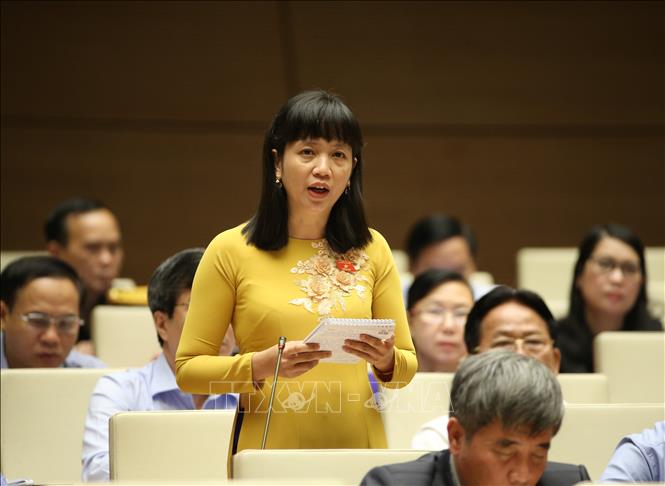 Trong ảnh: Đại biểu Quốc hội tỉnh Bình Phước Điểu Huỳnh Sang chất vấn Bộ trưởng Bộ Công Thương Trần Tuấn Anh. Ảnh: Dương Giang - TTXVN