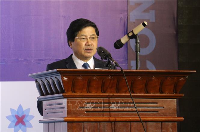 Thứ trưởng Bộ Nông nghiệp và Phát triển nông thôn Lê Quốc Doanh phát biểu tại diễn đàn. Ảnh: Hồng Giang - TTXVN