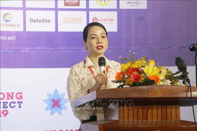 Bà Bùi Kim Thùy, Đại diện Hội đồng Kinh doanh Hoa Kỳ - Asean tại Việt Nam phát biểu tại diễn đàn. Ảnh: Hồng Giang - TTXVN