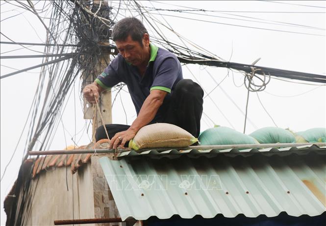 Trong ảnh: Công tác gia cố lại nhà ở để đảm bảo an toàn trước khi bão đổ bộ đang được người dân tỉnh Phú Yên khẩn trương thực hiện. Ảnh: Phạm Cường-TTXVN
