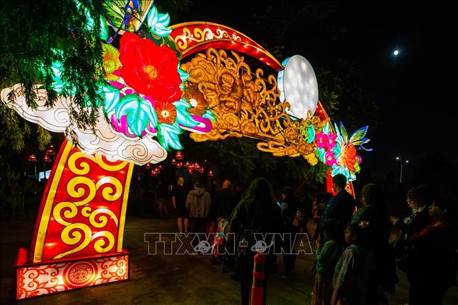 Trong ảnh: Du khách chiêm ngưỡng các tác phẩm tại Lễ hội đèn lồng nghệ thuật 