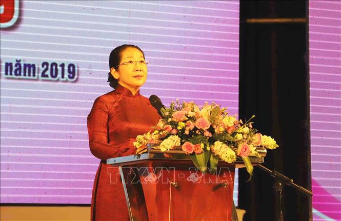 Trong ảnh: Bà Võ Thị Dung, Phó Bí thư Thành ủy Thành phố Hồ Chí Minh phát biểu tại Chương trình tuyên dương 