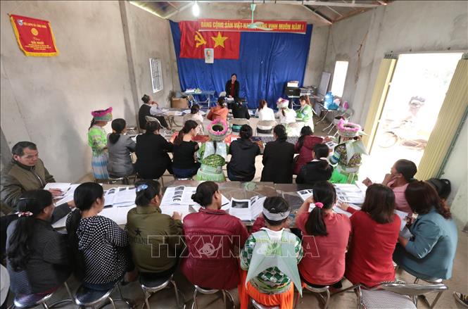 Trong ảnh: Lớp đào tạo “Nuôi và phòng trị bệnh cho lợn” cho lao động nông thôn tại xã Lãng Ngâm, huyện Ngân Sơn, tỉnh Bắc Kạn. Ảnh: Anh Tuấn - TTXVN