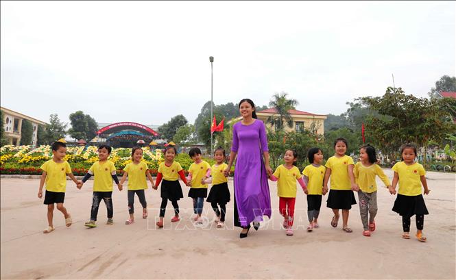 Trong ảnh: Trường mầm non xã Mỹ Thái, huyện Lạng Giang đạt chuẩn quốc gia. Ảnh: Thành Đạt – TTXVN