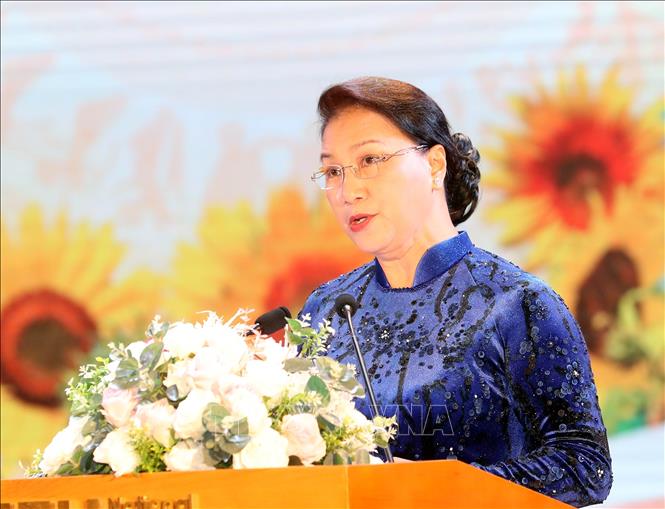 Trong ảnh: Chủ tịch Quốc hội Nguyễn Thị Kim Ngân phát biểu.  Ảnh: Trọng Đức - TTXVN