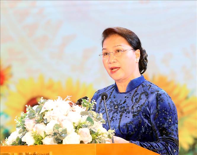 Trong ảnh: Chủ tịch Quốc hội Nguyễn Thị Kim Ngân phát biểu.  Ảnh: Trọng Đức - TTXVN