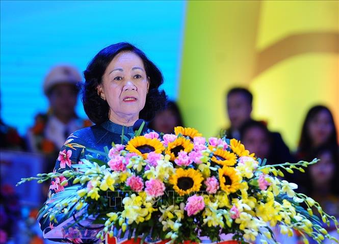 Trong ảnh: Trưởng Ban Dân vận Trung ương Trương Thị Mai phát biểu. Ảnh: Văn Điệp - TTXVN