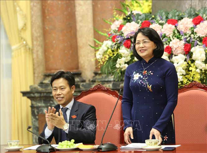 Trong ảnh: Phó Chủ tịch nước Đặng Thị Ngọc Thịnh phát biểu chào mừng. Ảnh: Dương Giang - TTXVN