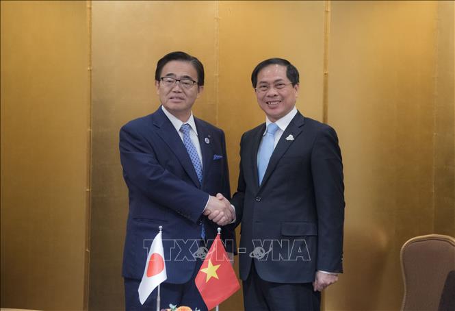 Thứ trưởng Thường trực Bộ Ngoại giao Bùi Thanh Sơn tiếp ông Hideaki Omura,Thống đốc tỉnh Aichi. Ảnh: Thành Hữu - TTXVN