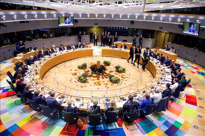 Trong ảnh: Toàn cảnh Hội nghị thượng đỉnh Liên minh châu Âu ở Brussels, Bỉ ngày 17/10/2019. Ảnh: AFP/TTXVN