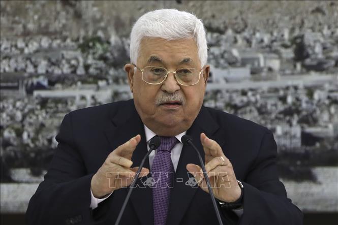 Trong ảnh: Tổng thống Palestine Mahmoud Abbas phát biểu tại cuộc họp ở thành phố Ramallah, Bờ Tây ngày 6/10/2019. Ảnh: AFP/TTXVN 