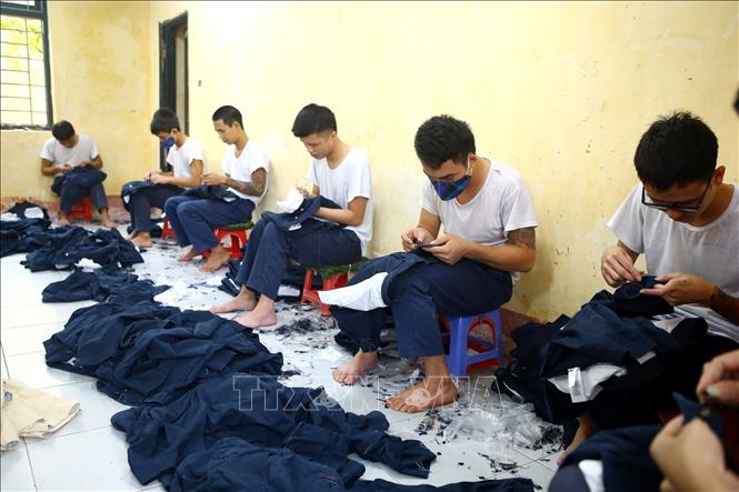 Trong ảnh: Các hoạt động lao động trị liệu cho các học viên tại Cơ sở điều trị nghiện ma túy tỉnh Hưng Yên. Ảnh: Anh Tuấn – TTXVN
