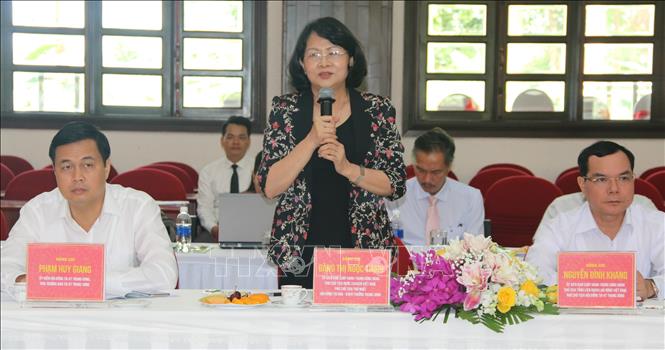 Trong ảnh: Phó Chủ tịch nước Đặng Thị Ngọc Thịnh phát biểu tại buổi làm việc. Ảnh: Sỹ Tuyên - TTXVN