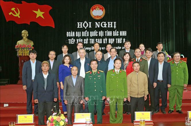 Trong ảnh: Đại tướng Tô Lâm, Ủy viên Bộ Chính trị, Bộ trưởng Bộ Công an với các đại biểu. Ảnh: Doãn Tấn - TTXVN