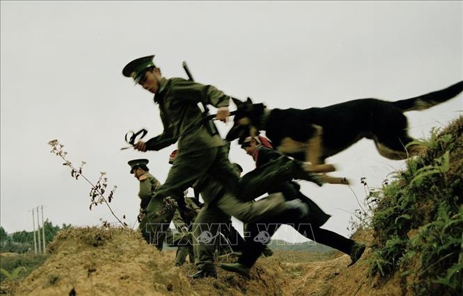 Xây dựng thực lực, tiềm lực quốc phòng; xây dựng lực lượng vũ trang nhân dân vững mạnh, có sức chiến đấu cao, làm nòng cốt bảo vệ Tổ quốc. Trong ảnh: Bộ đội Biên phòng đồn Bạch Đích (Hà Giang) tuần tra bảo vệ biên giới. Ảnh: Nhan Sáng - TTXVN