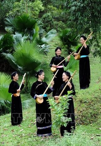 Trong ảnh: Trong địa bàn tỉnh Tuyên Quang hầu như huyện nào (kể cả thành phố Tuyên Quang) cũng có hát Then, nhưng vùng hát Then đậm đặc, được duy trì, bảo tồn nguyên giá trị chủ yếu ở các huyện Chiêm Hóa, Nà Hang, Lâm Bình. Ảnh: TTXVN

