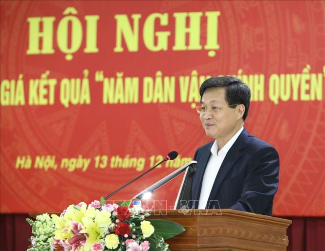 Trong ảnh: Ủy viên Trung ương Đảng, Tổng Thanh tra Chính phủ Lê Minh Khái báo cáo tại hội nghị. Ảnh: Văn Điệp - TTXVN