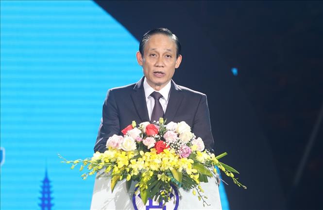 Trong ảnh: Thứ trưởng Bộ Ngoại giao Lê Hoài Chung phát biểu tại buổi lễ. Ảnh: Thành Đạt - TTXVN