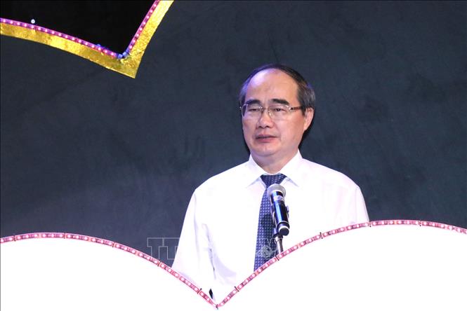 Trong ảnh: Ông Nguyễn Thiện Nhân, Ủy viên Bộ Chính trị, Bí thư Thành ủy Thành phố Hồ Chí Minh phát biểu tại Chương trình. Ảnh: Xuân Khu-TTXVN