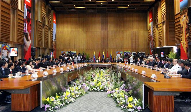 Trong ảnh: Kỳ họp thứ II Ủy ban liên Chính phủ Việt Nam – Venezuela tại Caracas (Venezuela), ngày 19/4/2012. Ảnh: TTXVN phát