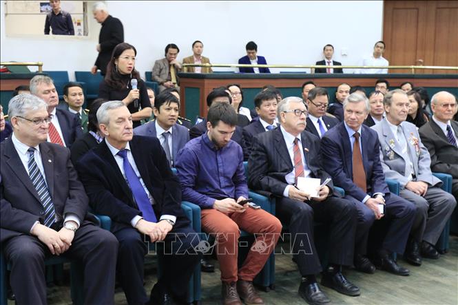 Trong ảnh: Đông đảo phóng viên, nhà nghiên cứu Việt Nam học của Liên bang Nga tham dự lễ giới thiệu Sách trắng Quốc phòng Việt Nam năm 2019. Ảnh: Duy Trinh - Pv TTXVN tại Liên bang Nga  