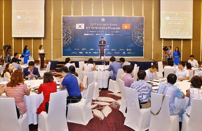 Trong ảnh: Chương trình hợp tác Công nghệ thông tin 2017 giữa hai nước Việt Nam – Hàn Quốc (ngày 12/9/2017). Ảnh: Minh Quyết - TTXVN