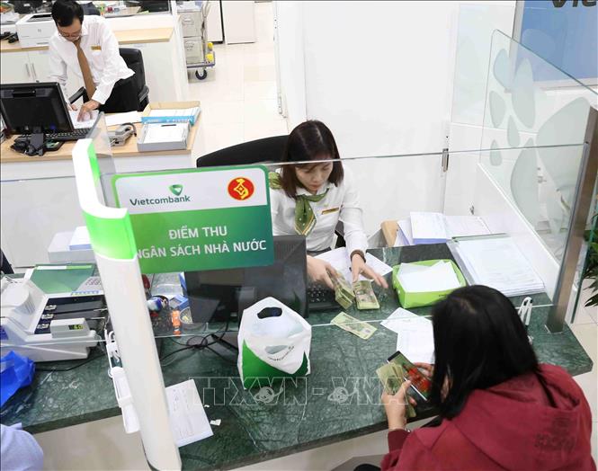 Trong ảnh: Người dân nộp thuế tại điểm thu Ngân hàng Vietcombank chi nhánh thành phố Cần Thơ. Ảnh: Vũ Sinh - TTXVN