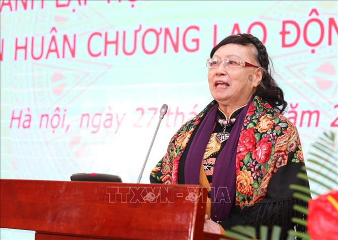 Trong ảnh: Bà Chu Thúy Quỳnh, Chủ tịch Hội nghệ sĩ Múa Việt Nam phát biểu tại buổi lễ. Ảnh: Thành Đạt - TTXVN