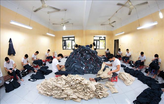 Trong ảnh: Các học viên lao động tại Cơ sở điều trị nghiện ma túy tỉnh Hưng Yên. Ảnh: Phạm Kiên - TTXVN