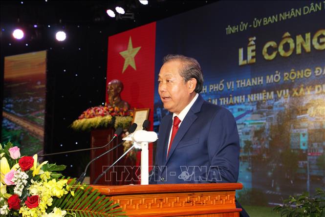 Trong ảnh: Đồng chí Trương Hòa Bình, Ủy viên Bộ Chính trị, Phó Thủ tướng Thường trực Chính phủ phát biểu. Ảnh: Hồng Thái - TTXVN