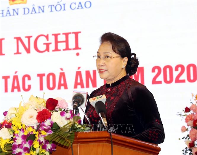 Trong ảnh: Chủ tịch Quốc hội Nguyễn Thị Kim Ngân phát biểu tại Hội nghị. Ảnh: Trọng Đức - TTXVN