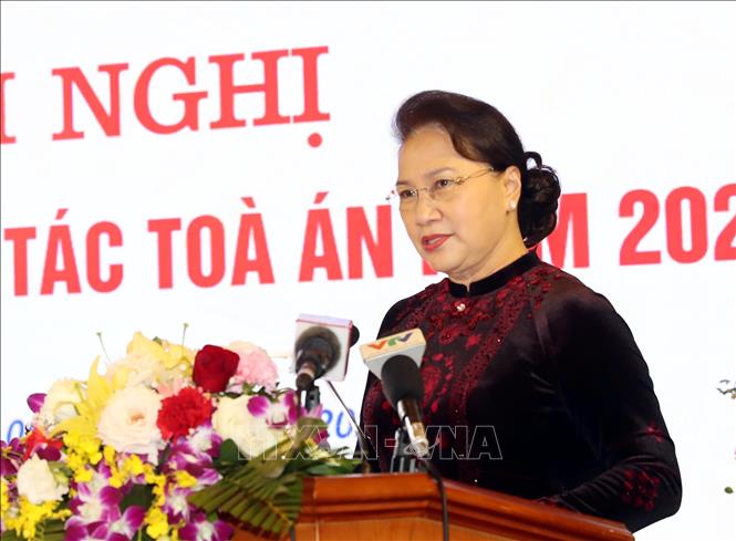 Trong ảnh: Chủ tịch Quốc hội Nguyễn Thị Kim Ngân phát biểu tại Hội nghị. Ảnh: Trọng Đức - TTXVN