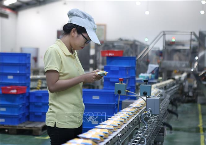 Trong ảnh: Dây chuyền sản xuất và đóng gói tự động tại Nhà máy sữa đậu nành Vinasoy Bình Dương (Công ty Sữa Đậu nành Việt Nam). Ảnh: Danh Lam – TTXVN
