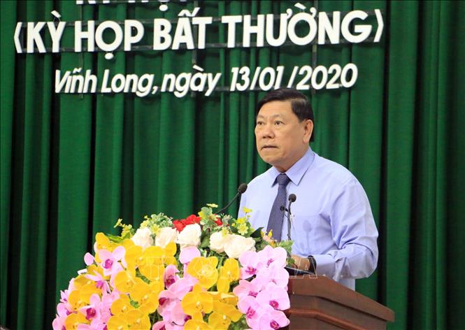 Trong ảnh: Bí thư Tỉnh ủy Vĩnh Long Trần Văn Rón phát biểu tại kỳ họp. Ảnh: Phạm Minh Tuấn-TTXVN