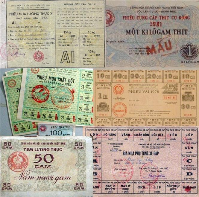 Trong ảnh: Chế độ tem phiếu vẫn được duy trì trong những năm sau giải phóng. Ảnh: Tư liệu/TTXVN